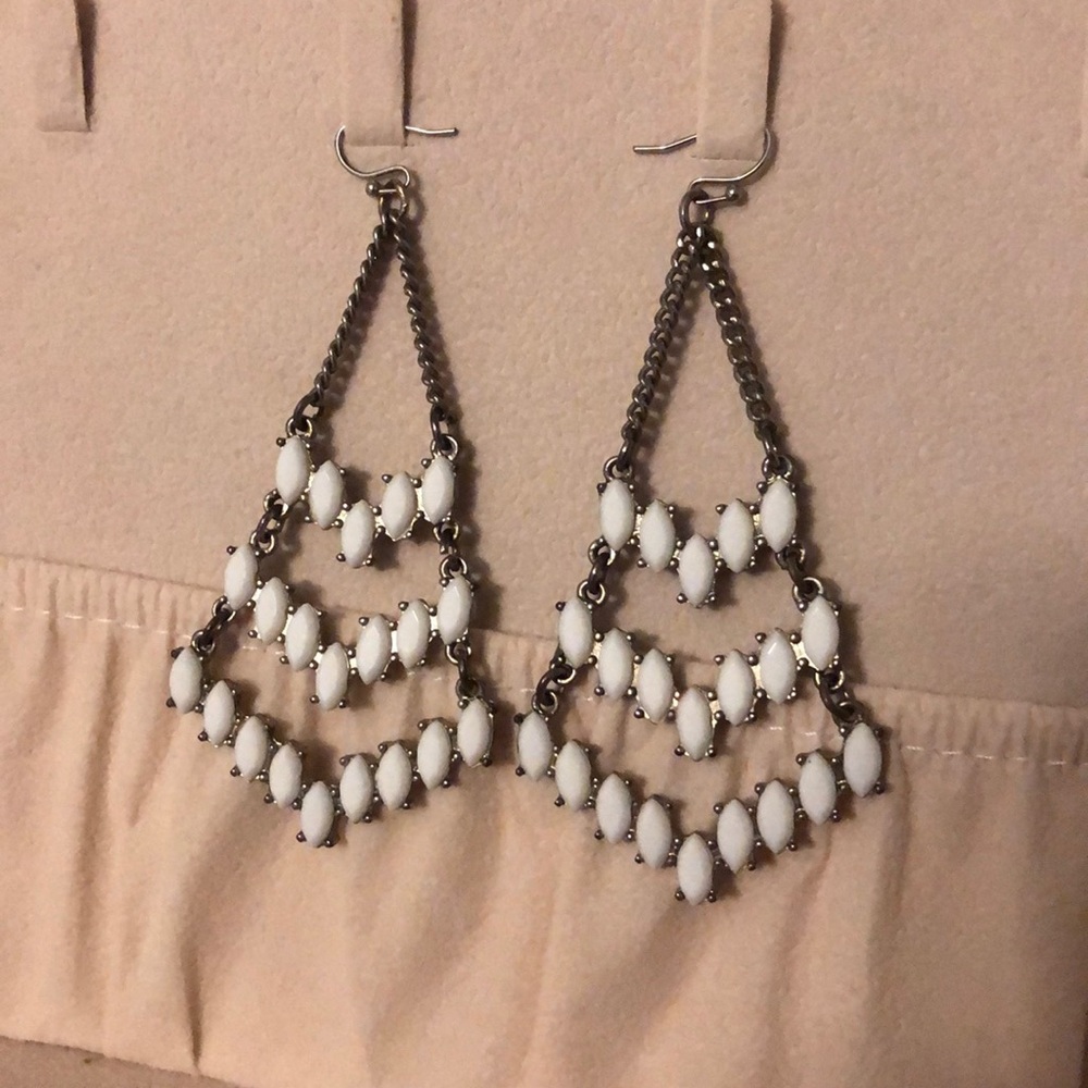 White Dangly Earrings